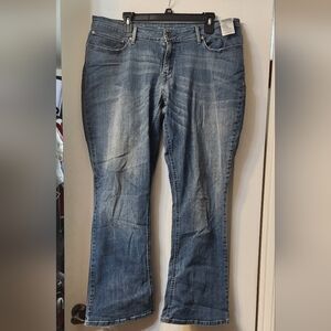 Blue Boot Cut Jeans with Faded Detailing